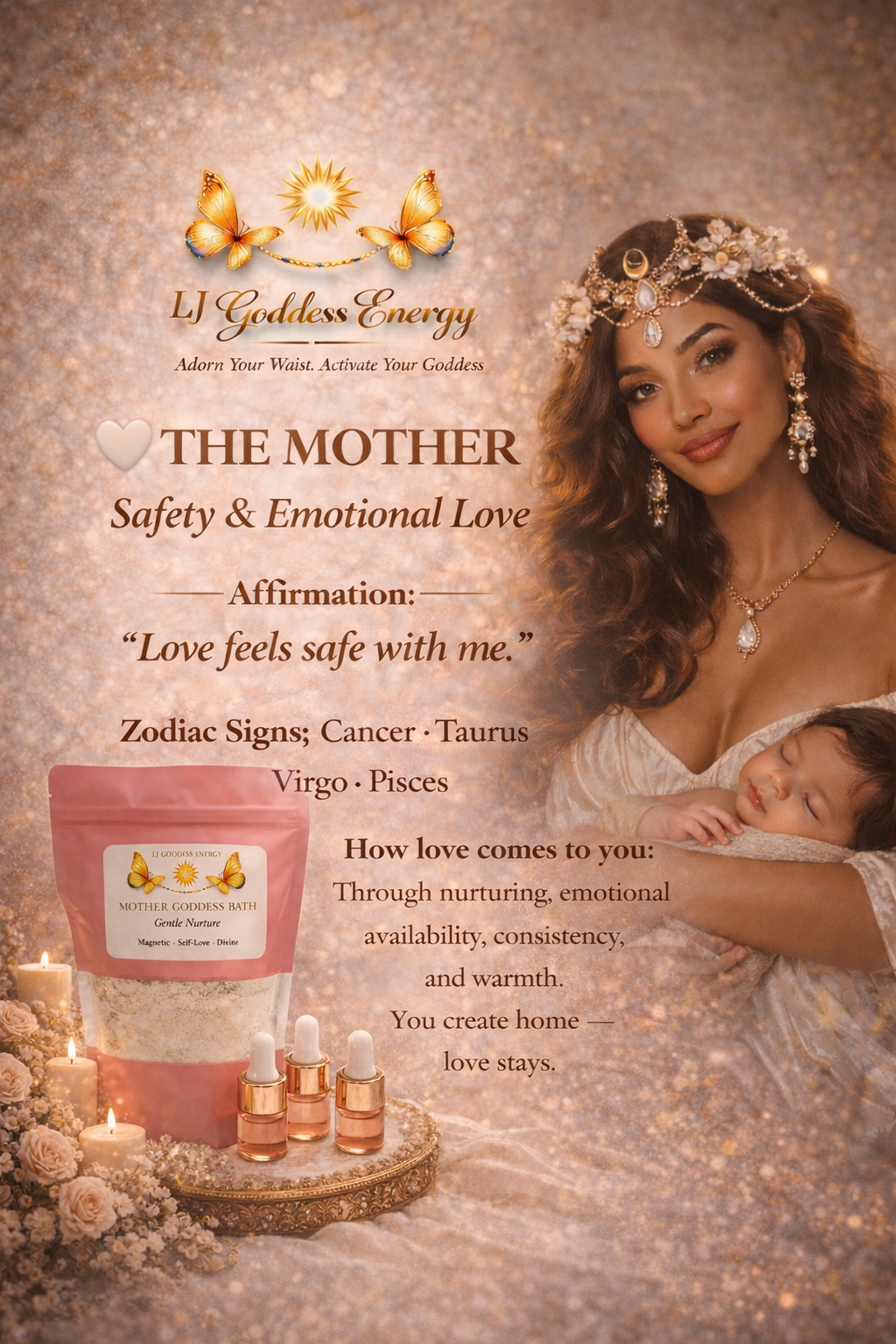 MOTHER GODDESS BATH — Gentle Nurture

Restoration • Emotional Safety • Self-Care Ritual