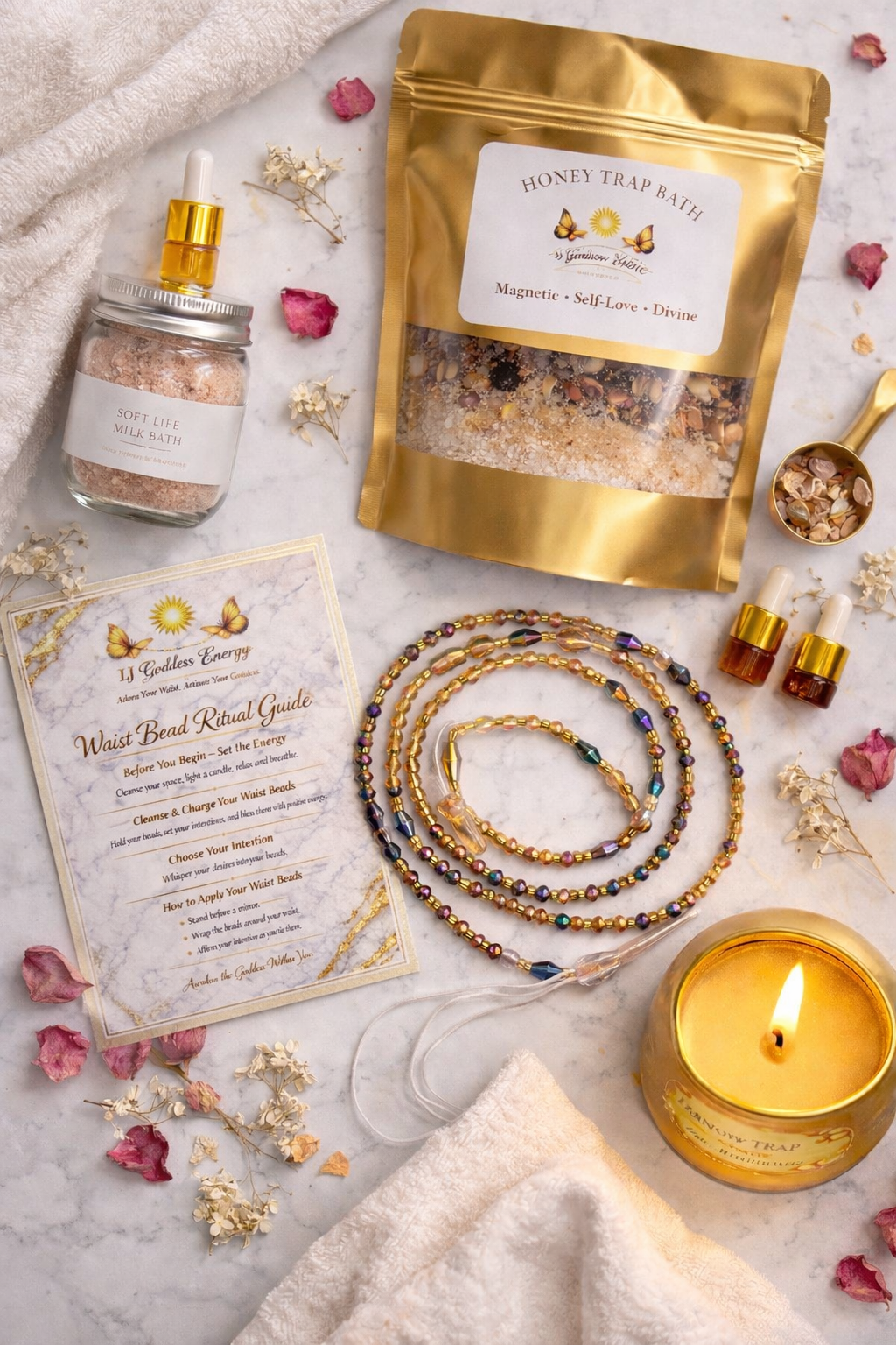 Gold Edition Ritual Bundle — Waist Beads & Honey Trap Bath Experience