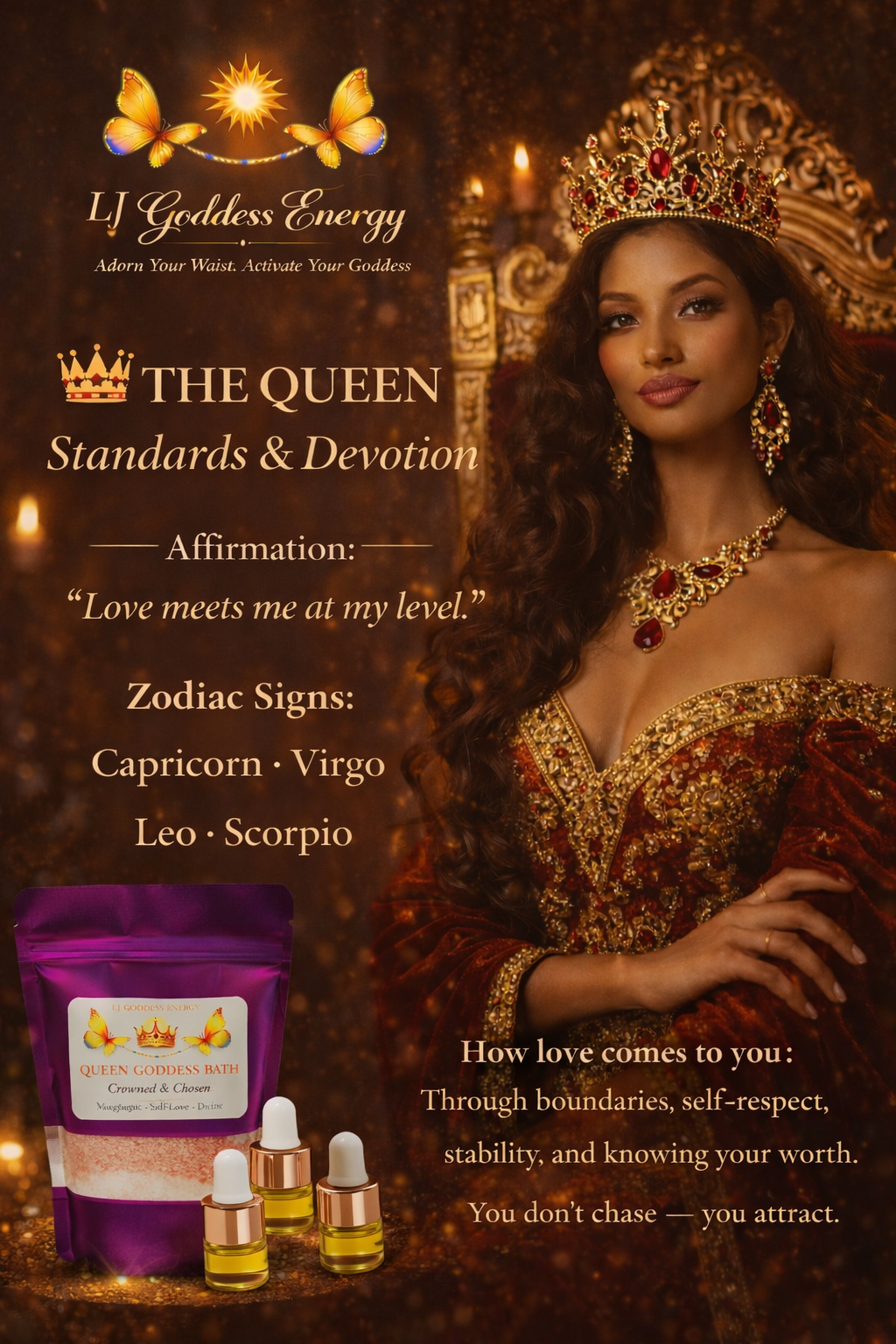 QUEEN GODDESS BATH — Crowned & Chosen

Confidence • Worth • Personal Power Ritual
